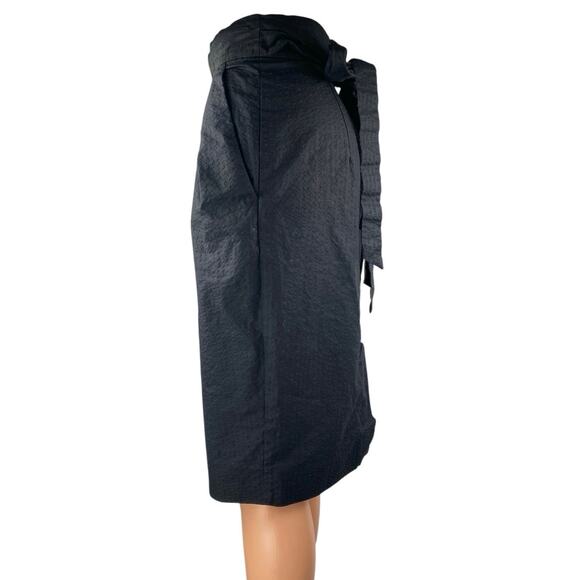 J.Crew Women's Black Pleated Tie Waist Knee Length Straight Pencil Skirt Size 0 - Picture 2 of 5